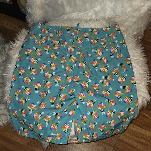 Hurley Teal Palm Print Men's Swim Trunks - Picture 3 of 3